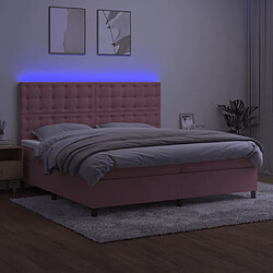 Avis vidaXL Sommier à lattes de lit matelas et LED Rose 200x200 cm Velours