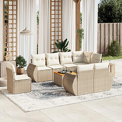 vidaXL Salon de jardin avec coussins 9 pcs beige résine tressée