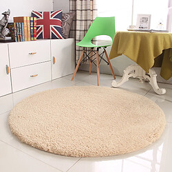 LUUCOZK Tapis moelleux en fausse fourrure, tapis à poils longs pour chambre à coucher et salon, Beige-100 cm de diamètre 