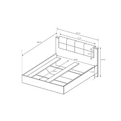 Acheter Vente-Unique Lit avec chevets 160 x 200 cm - Avec LEDs - Coloris : Naturel et anthracite + Sommier + Matelas - LAONILE