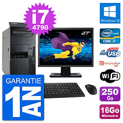 PC Tour Lenovo M93p Ecran 27" Core i7-4790 RAM 16Go Disque 250Go Windows 10 Wifi - Occasion