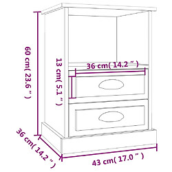 vidaXL Table de chevet gris béton 43x36x60 cm pas cher