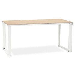 Alterego Bureau droit design 'XLINE' en bois finition naturelle et métal blanc - 160x80 cm