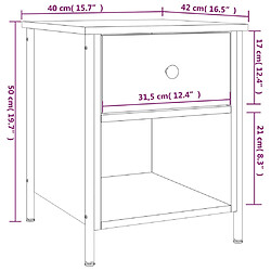 vidaXL Tables de chevet 2pcs chêne marron 40x42x50cm bois d'ingénierie pas cher