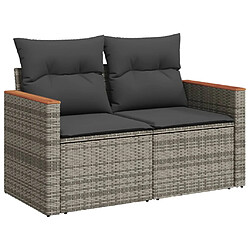 Acheter vidaXL Salon de jardin avec coussins 7 pcs gris résine tressée