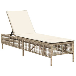 vidaXL Chaise longue avec coussin beige résine tressée