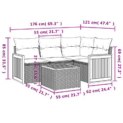 Avis vidaXL Salon de jardin avec coussins 5 pcs beige résine tressée