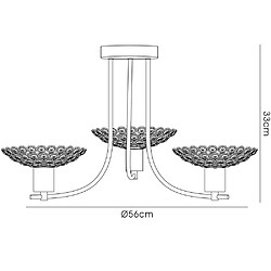 Avis Luminaire Center Semi Plafonnier Ellen 3 Ampoules laiton satiné/cristal