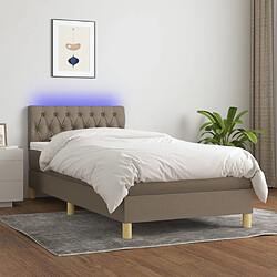 vidaXL Sommier à lattes de lit avec matelas LED Taupe 100x200 cm Tissu