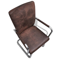 Avis Decoshop26 Lot de 2 chaises de salle à manger cuisine cantilever design moderne tissu cuir marron CDS020368