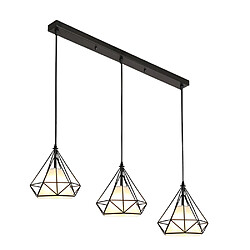 Stoex Lustre Suspension Luminaire Industrielle Géométrie Nid Cage diamant Noir,Lampe de Plafond Vintage Abat-Jour pour Restaurant Bar Café 