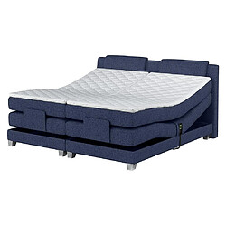 Vente-Unique Ensemble complet boxspring tête de lit + sommiers relaxation électrique + matelas + surmatelas - 2 x 90 x 200 cm - Tissu - Denim - CASTEL de PALACIO