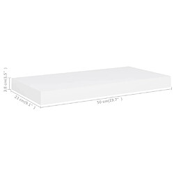 vidaXL Étagères murales flottantes 2 pcs blanc 50x23x3,8 cm MDF pas cher