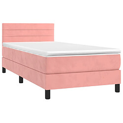 Avis Sommier à lattes et LED,Cadre à lattes de lit avec matelas pour Adulte Rose 90x200 cm -MN74544