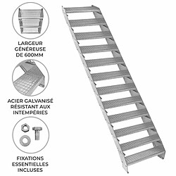 Monstershop Escalier Caillebottis à 12 Marches - 240 x 600mm