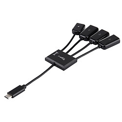 Wewoo Hub USB 2.0 Câble USB 2.0 OTG 4 ports USB-C / Type-C vers USB à 3 avec alimentation Micro USB