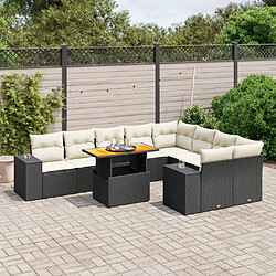 Maison Chic Salon de jardin 10 pcs avec coussins, Ensemble Tables et chaises d'extérieur noir résine tressée -GKD410323