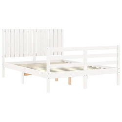 Maison Chic Cadre/structure de lit avec tête de lit pour adulte - Lit Moderne Chambre blanc double bois massif -MN16043 pas cher