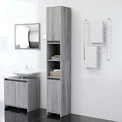 Maison Chic Armoire de bain,Meuble de rangement de salle de bain,Meuble haut Sonoma gris 30x30x183,5 cm Bois d'ingénierie -GKD217977