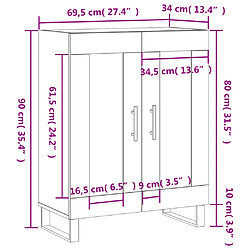 vidaXL Buffet sonoma gris 69,5x34x90 cm bois d'ingénierie pas cher