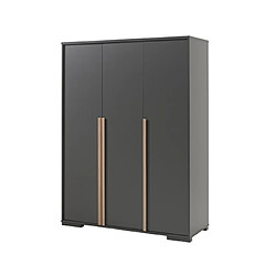 Mes Armoire 3 portes anthracite et naturel - BILLY 