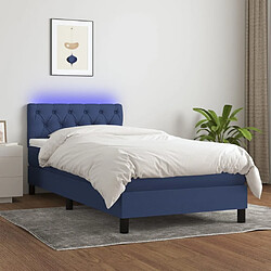 Sommier à lattes et LED,Cadre à lattes de lit avec matelas pour Adulte Bleu 80x200cm Tissu -MN15425