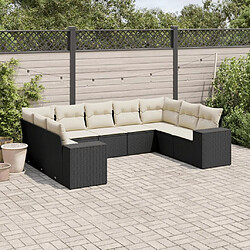 Maison Chic Ensemble Tables et chaises d'extérieur 9 pcs avec coussins,Salon de jardin noir résine tressée -GKD276388