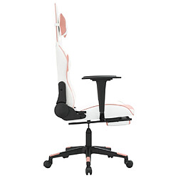 Maison Chic Chaise de jeu, Chaise gaming de massage avec repose-pied, Fauteuil gamer,Chaise de Bureau Blanc rose Similicuir -GKD88538 pas cher