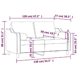 vidaXL Canapé 2 places avec oreillers décoratifs noir 120 cm tissu pas cher