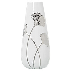 Vase Alexandra House Living Blanc Argenté Céramique Fleurs 17 x 16 x 32 cm 