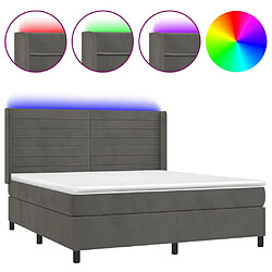 vidaXL Sommier à lattes de lit matelas et LED Gris foncé 180x200 cm