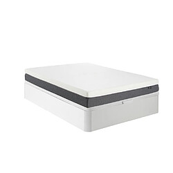 Vente-Unique Ensemble 160 x 200 cm sommier coffre blanc + matelas ressorts ensachés accueil mémoire de forme et mousse 7 zones déhoussable ép.25cm - KEPUR de YSMÉE