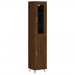 vidaXL Buffet haut Chêne marron 34,5x34x180 cm Bois d'ingénierie