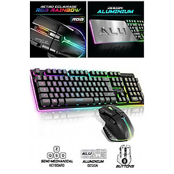 Pack GAMER Noir Sans fil Wireless Spirit of Gamer RGB PRO + SOURIS sans fil + CLAVIER semi mécanique sans fil