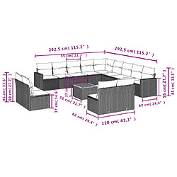 Avis vidaXL Salon de jardin avec coussins 14 pcs noir résine tressée