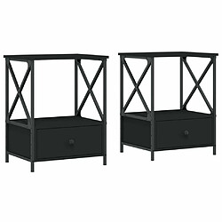 Maison Chic Lot de 2 Tables de chevet,Table de nuit,Table d'appoint pour salon noir 50x41x65 cm bois d’ingénierie -MN36324