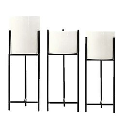 3pcs nordique vase d'art en fer en céramique fixé pour pot de fleur décor de bureau à la maison noir