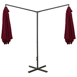 Avis vidaXL Parasol de jardin double et mât en acier Rouge bordeaux 600 cm