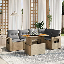 vidaXL Salon de jardin avec coussins 6 pcs beige résine tressée