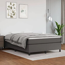 vidaXL Sommier à lattes de lit avec matelas Gris 140x190 cm Similicuir 