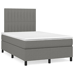 Maison Chic Lit adulte- Lit + matelas + LED,Sommier à lattes de lit matelas LED gris foncé 120x190 cm tissu -GKD52558