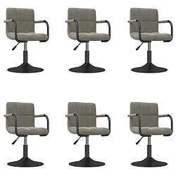 vidaXL Chaises pivotantes à manger lot de 6 gris clair velours