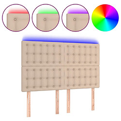 Maison Chic Tête de lit scandinave à LED,meuble de chambre Cappuccino 144x5x118/128 cm Similicuir -MN52233