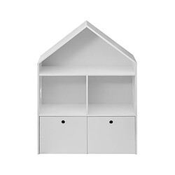 Mobili Rebecca Bibliothèque Pour Enfants Coffre À Jouets En Bois Blanc 3 Etageres 2 Tiroirs Chambre