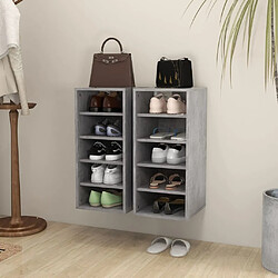 Maison Chic Lot de 2 Armoire à Chaussures murales,Meuble de Rangement à Chaussures Gris béton 31,5x35x70 cm Aggloméré -MN12929