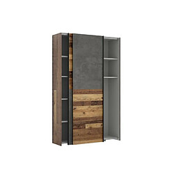 Armoire de chambre multifonctions - Panneaux de particules - Bois et beton gris - 2 portes - Campagne - L 120 x P 41,6 x H 190,5 pas cher