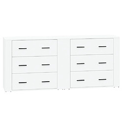 vidaXL Buffets 2 pcs blanc bois d'ingénierie