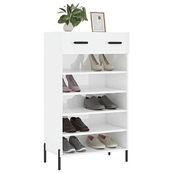 Avis Maison Chic Armoire à chaussure,Meuble à Chaussures Blanc brillant 60x35x105 cm Bois ingénierie -MN87402