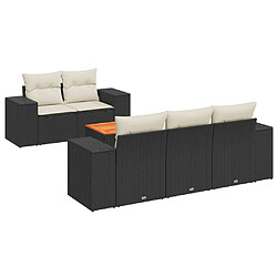 vidaXL Salon de jardin 6 pcs avec coussins noir résine tressée