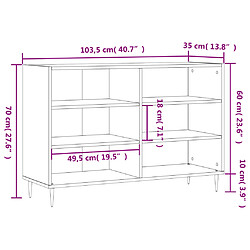 vidaXL Buffet sonoma gris 103,5x35x70 cm bois d'ingénierie pas cher